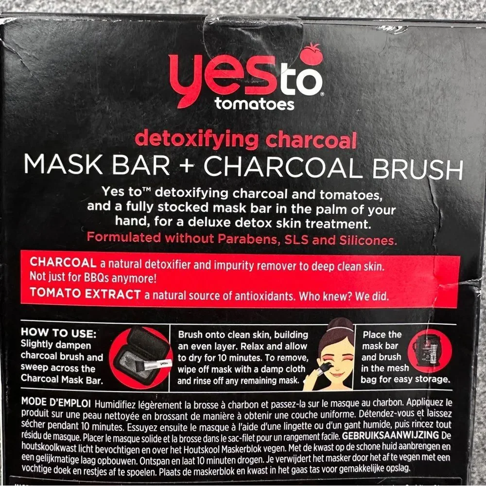 NEW Detoxifying Charcoal Mask (2-oz Bar) & Charcoal Brush by Yes to Tomatoes